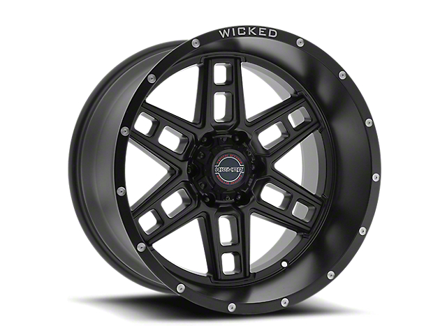Wicked Offroad W906 Satin Black Milled 6-Lug Wheel; 20x10; -24mm Offset (21-23 Bronco, Excluding Raptor)