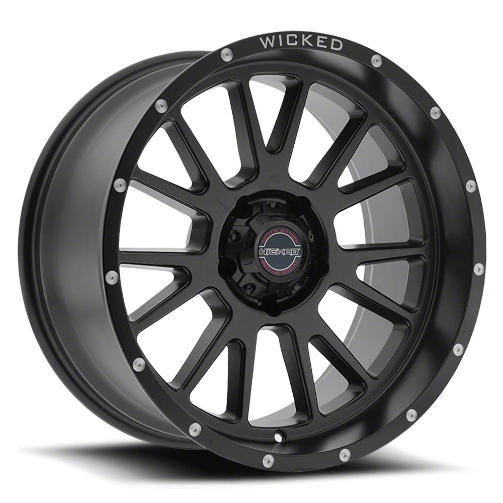 Wicked Offroad W907 Satin Black Milled 6-Lug Wheel; 20x10; -24mm Offset (21-23 Bronco, Excluding Raptor)