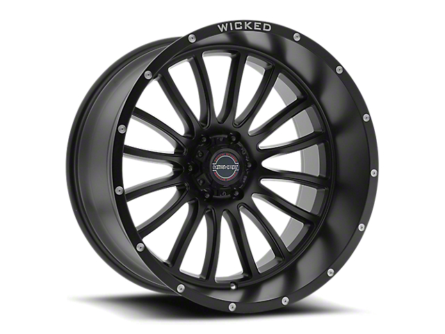 Wicked Offroad W908 Satin Black Milled 6-Lug Wheel; 20x10; -12mm Offset (21-23 Bronco, Excluding Raptor)