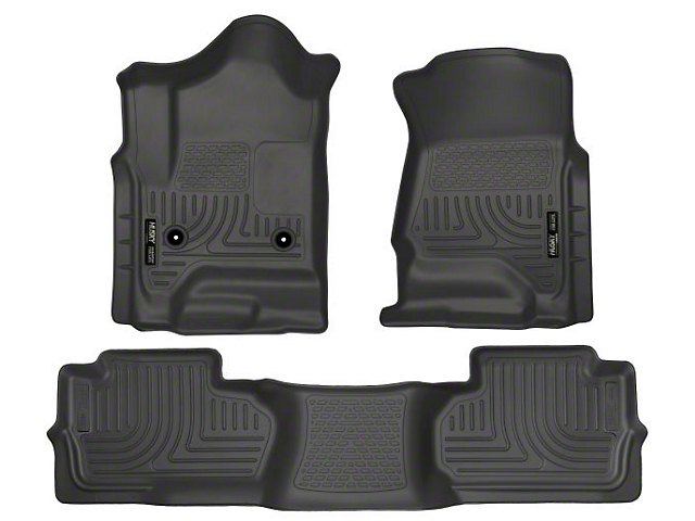 Husky Liners WeatherBeater Front and Second Seat Floor Liners; Footwell Coverage; Black (15-19 Sierra 2500 HD Double Cab)