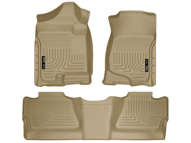 Husky Liners WeatherBeater Front and Second Seat Floor Liners; Footwell Coverage; Tan (07-14 Sierra 2500 HD Crew Cab)