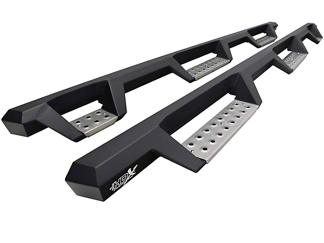 HDX Stainless Wheel-to-Wheel Drop Nerf Side Step Bars; Textured Black (20-23 Sierra 2500 HD Crew Cab w/ 6.90-Foot Standard Box)