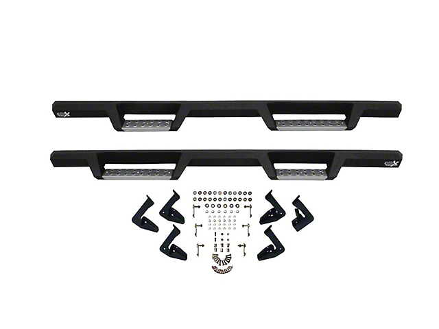 HDX Stainless Drop Nerf Side Step Bars; Textured Black (07-19 Silverado 2500 HD Extended/Double Cab)