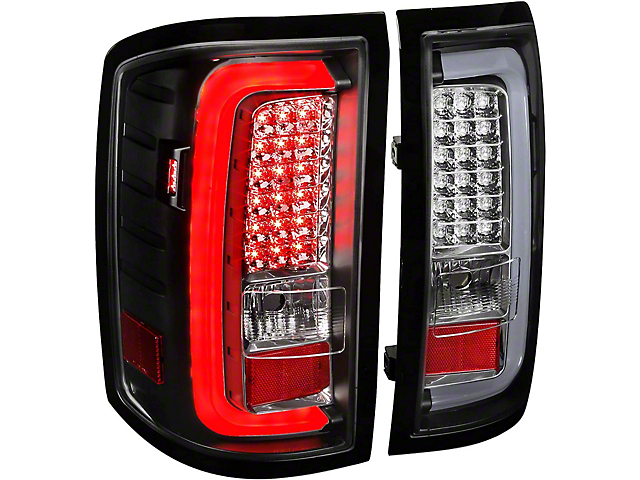 LED Tail Lights; Matte Black Housing; Clear Lens (15-19 Sierra 2500 HD w/ Factory Halogen Tail Lights)