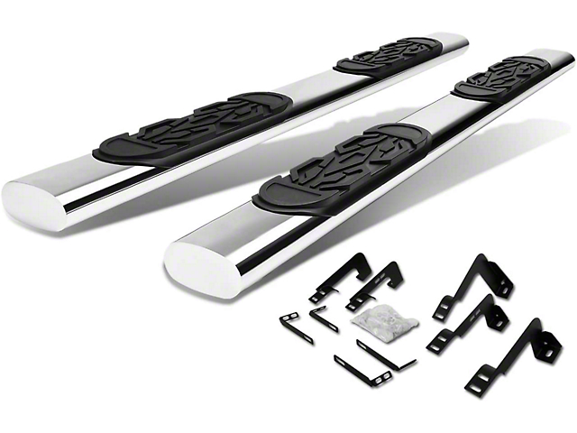 6-Inch Straight Nerf Side Step Bars; Stainless Steel (07-14 Silverado 2500 HD Crew Cab)