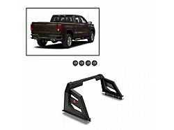 Armour Roll Bar with 5.30-Inch Black Round Flood LED Lights; Black (00-22 F-150 Styleside)