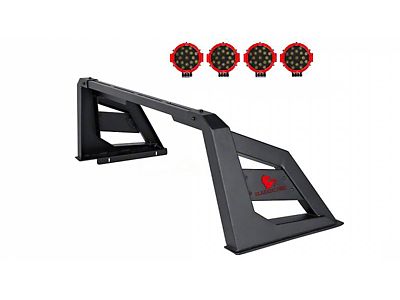 Armour Roll Bar with 7-Inch Red Round LED Lights; Black (07-24 Tundra)