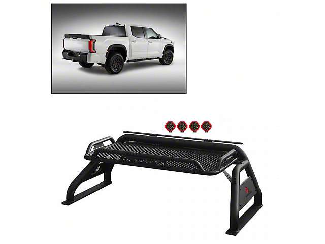 Atlas Roll Bar with 7-Inch Red Round LED Lights; Black (07-23 Tundra)