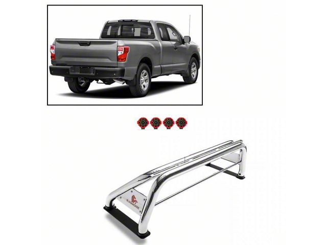 Atlas Roll Bar with 7-Inch Red Round LED Lights; Stainless Steel (07-24 Tundra)