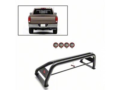 Classic Roll Bar with 5.30-Inch Red Round Flood LED Lights; Stainless Steel (07-24 Tundra)