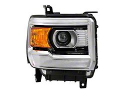 OEM Style Headlight; Chrome Housing; Clear Lens; Passenger Side (14-18 Sierra 1500 w/ Factory Halogen Headlights)