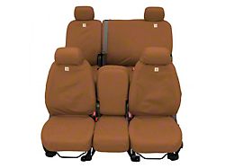 Covercraft SeatSaver Custom Front Seat Cover; Carhartt Brown (19-23 Sierra 1500 w/ Front Bench Seat & Fold-Down Console w/ Lid)