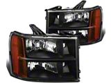 Headlights with Amber Corners; Black Housing; Clear Lens (07-13 Sierra 1500)
