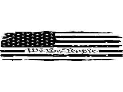 Full Rear Glass Tattered We The People Flag Decal; Matte Black (07-24 Tundra w/ Power Sliding Rear Window)