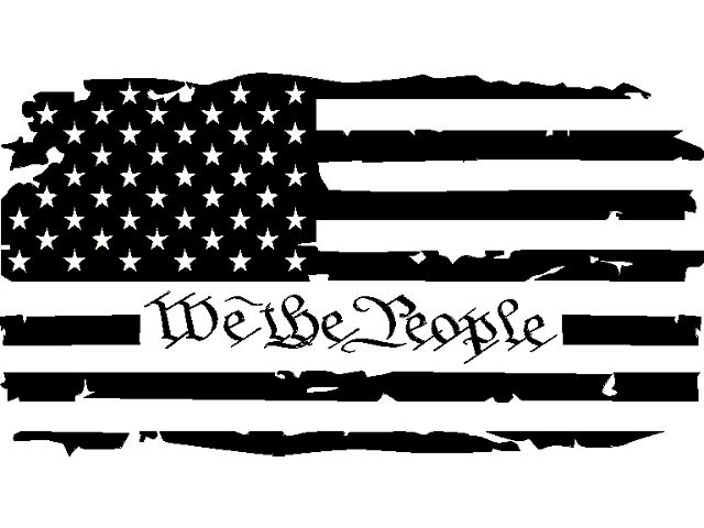 Moonroof Tattered We The People Flag Decal; Matte Black (07-24 Tundra)