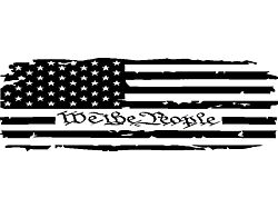 Tailgate Tattered American We The People Flag Decal; Gloss Black (97-23 F-150)
