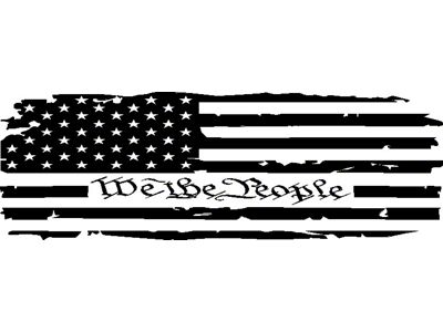 Tailgate Tattered We The People Flag Decal; Matte Black (07-24 Tundra)