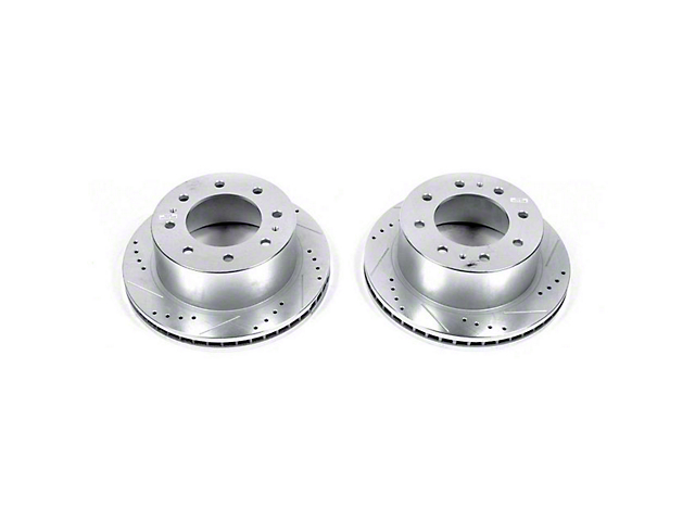 PowerStop Evolution Cross-Drilled and Slotted 8-Lug Rotors; Rear Pair (11-19 Sierra 2500 HD SRW)