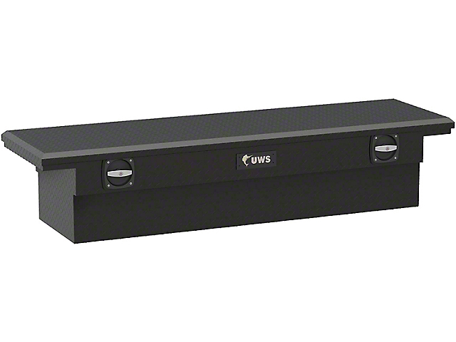 UWS 69-Inch Aluminum Low Profile Secure Lock Crossover Tool Box; Matte Black (07-22 Sierra 2500 HD)