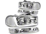 LED DRL Headlights with Clear Corner Lights; Chrome Housing; Clear Lens (99-06 Sierra 1500, Excluding Denali)