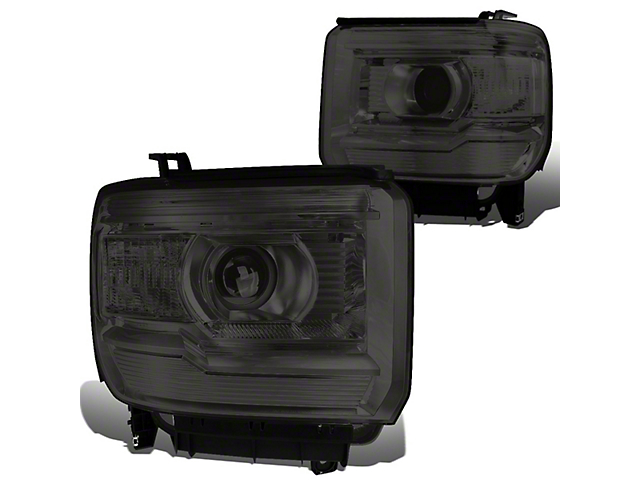 Projector Headlights with Clear Corner Lights; Chrome Housing; Smoked Lens (15-17 Sierra 2500 HD w/ Factory Halogen Headlights)