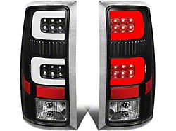 Dual C-Bar LED Tail Lights; Black Housing; Clear Lens (07-13 Sierra 1500)