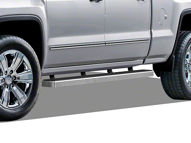 4-Inch iStep Running Boards; Hairline Silver (07-19 Sierra 2500 HD Crew Cab)