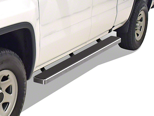 5-Inch iStep Running Boards; Hairline Silver (07-19 Sierra 2500 HD Extended/Double Cab)