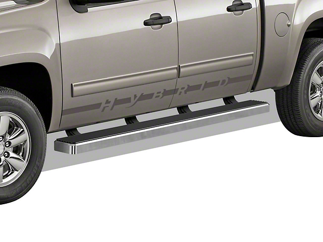 5-Inch iStep Running Boards; Hairline Silver (07-19 Sierra 2500 HD Crew Cab)