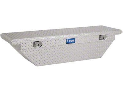UWS 69-Inch Aluminum Low Profile Angled Crossover Tool Box; Bright (07-21 Tundra w/ 6-1/2-Foot & 8-Foot Bed)