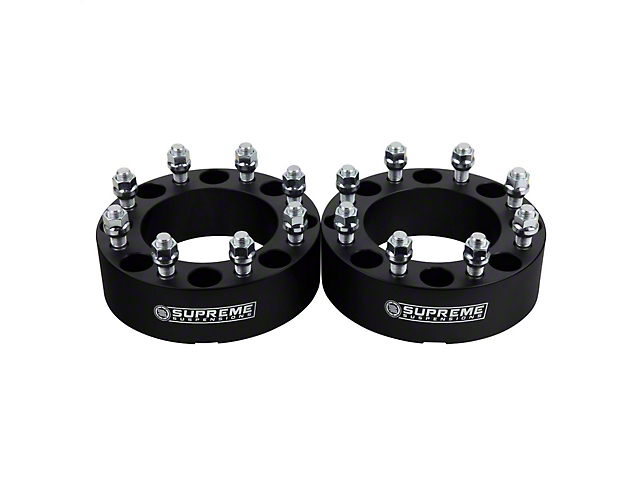 Supreme Suspensions 2-Inch Pro Billet Wheel Spacers; Black; Set of Two (11-22 Sierra 2500 HD)