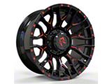 RV-201 Black and Red Milled 8-Lug Wheel; 20x9; 0mm Offset (15-19 Silverado 2500 HD)