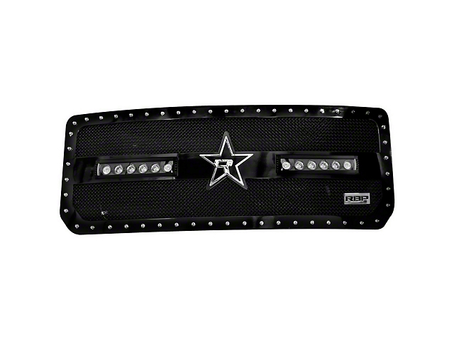 RBP RX-3 Midnight Edition Studded Frame Upper Replacement Grille with LED Lights; Black (15-19 Sierra 2500 HD)