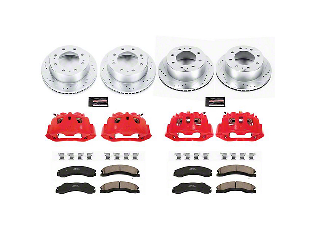 PowerStop Z23 Evolution Sport 8-Lug Brake Rotor, Pad and Caliper Kit; Front and Rear (2011 Sierra 2500 HD)