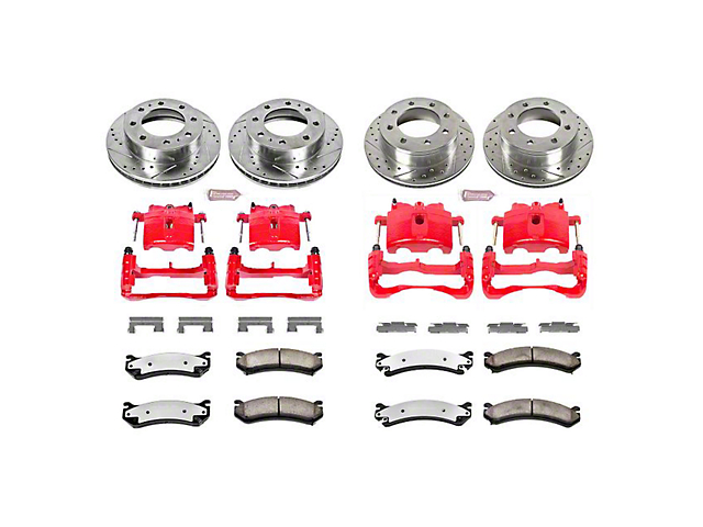 PowerStop Z36 Extreme Truck and Tow 8-Lug Brake Rotor, Pad and Caliper Kit; Front and Rear (07-10 Sierra 2500 HD)