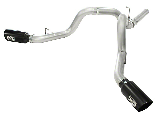 AFE ATLAS 4-Inch DPF-Back Dual Exhaust System with Black Tips; Side Exit (11-16 6.6L Duramax Sierra 2500 HD)