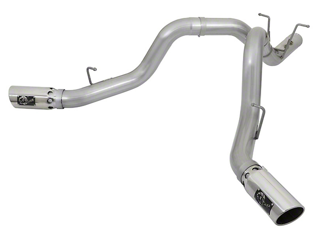 AFE ATLAS 4-Inch DPF-Back Dual Exhaust System with Polished Tips; Side Exit (17-19 6.6L Duramax Sierra 2500 HD)