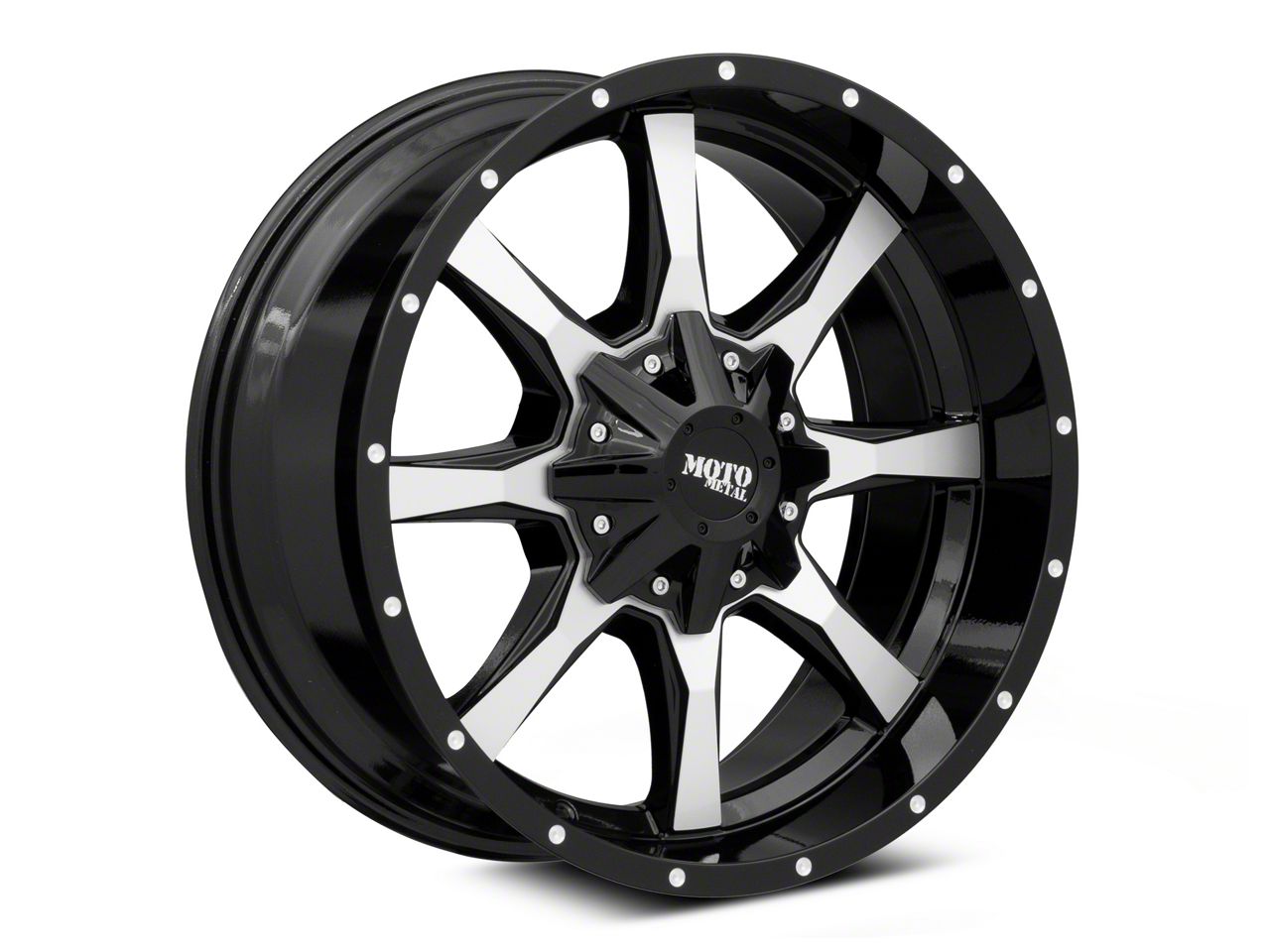 Moto Metal Silverado 2500 MO970 Gloss Black Machined 8-Lug Wheel; 20x9 ...