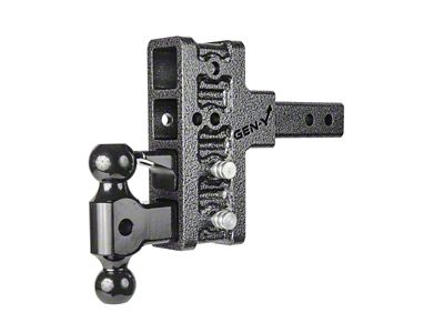 Gen-Y Hitch Mega-Duty 10K Adjustable 2-Inch Receiver Hitch Dual-Ball Mount with Pintle Lock; 5-Inch Offset Drop (Universal; Some Adaptation May Be Required)