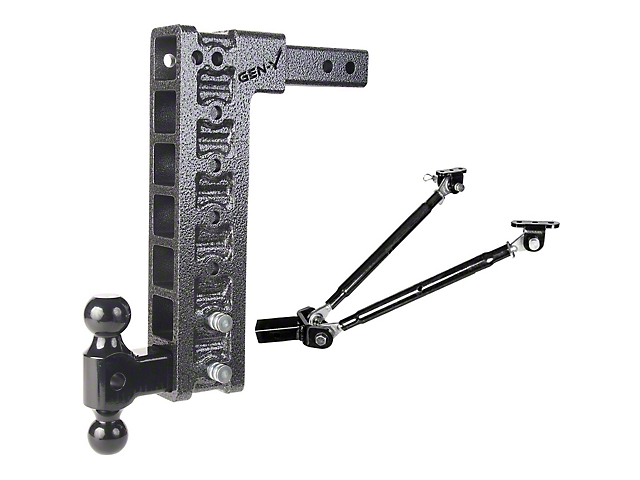 Gen-Y Hitch Mega-Duty 2-Inch Receiver Hitch 16K Adjustable Ball Mount with Stabilizer Bars; 15-Inch Drop (Universal; Some Adaptation May Be Required)