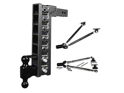 Gen-Y Hitch Mega-Duty 21K Adjustable 2.50-Inch Receiver Hitch Dual-Ball Mount with Pintle Lock and Stabilizer Bars; 18-Inch Drop (Universal; Some Adaptation May Be Required)