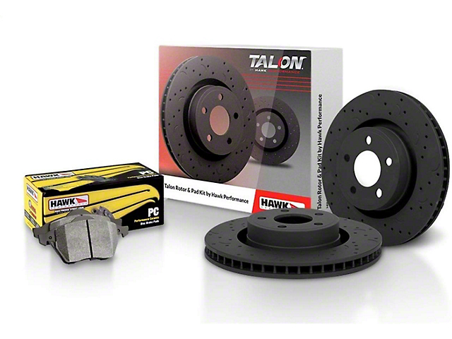 Hawk Performance Talon Cross-Drilled and Slotted Brake Rotor and Ceramic Pad Kit; Rear (07-10 Sierra 2500 HD SRW)