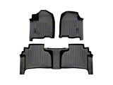 SmartLiner Smart Coverage Custom Fit Front and Rear Floor Liners; Black (19-26 Silverado 1500 Double Cab w/ Bucket Seats & Rear Under Seat Storage & w/o Vinyl Flooring)