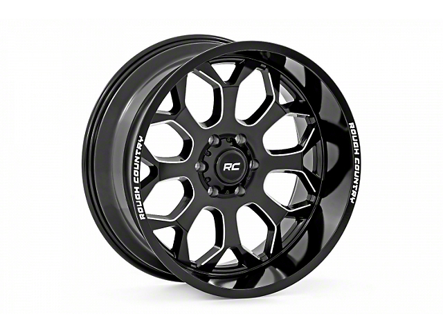 Rough Country One-Piece Series 96 Gloss Black Milled 8-Lug Wheel; 22x10; -19mm Offset (03-09 RAM 2500)