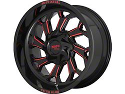 Moto Metal MO999 Gloss Black with Red Milled 8-Lug Wheel; 22x12; -44mm Offset (06-08 RAM 1500 Mega Cab)
