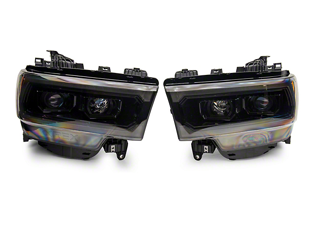 PRO-Series Projector Headlights; Alpha Black Housing; Clear Lens (19-22 RAM 2500 w/ Factory Halogen Headlights)