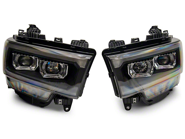 PRO-Series Projector Headlights; Black Housing; Clear Lens (19-22 RAM 2500 w/ Factory Halogen Headlights)