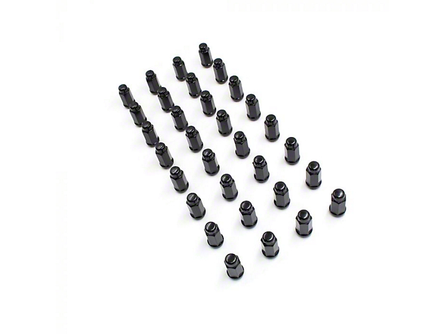 Black 3/4-Inch Bulge Acorn Lug Nut Kit; 9/16-Inch; Set of 32 (03-11 RAM 2500)