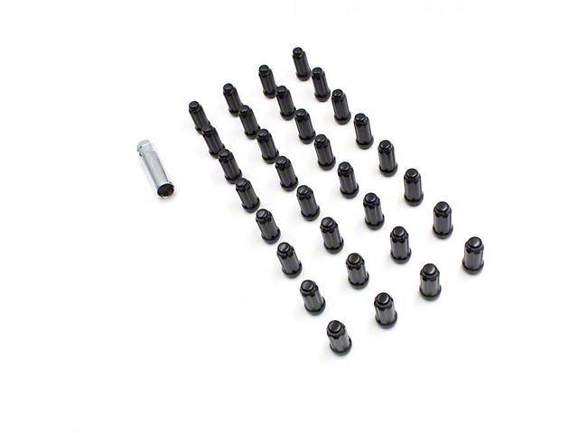 Black 6-Spline Lug Nut Kit; 9/16-Inch; Set of 32 (03-11 RAM 2500)