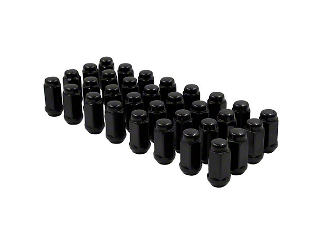 Black 7/8-Inch Bulge Acorn Lug Nut Kit; 9/16-Inch; Set of 32 (03-11 RAM 2500)